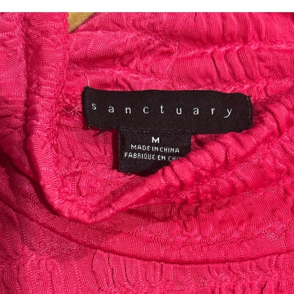 Sanctuary Textured Mock Neck Top Bright Hot Pink Medium Layering - Picture 5 of 5